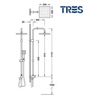 MEDIDAS COLUMNA DUCHA ANTICALCAREA TRES
